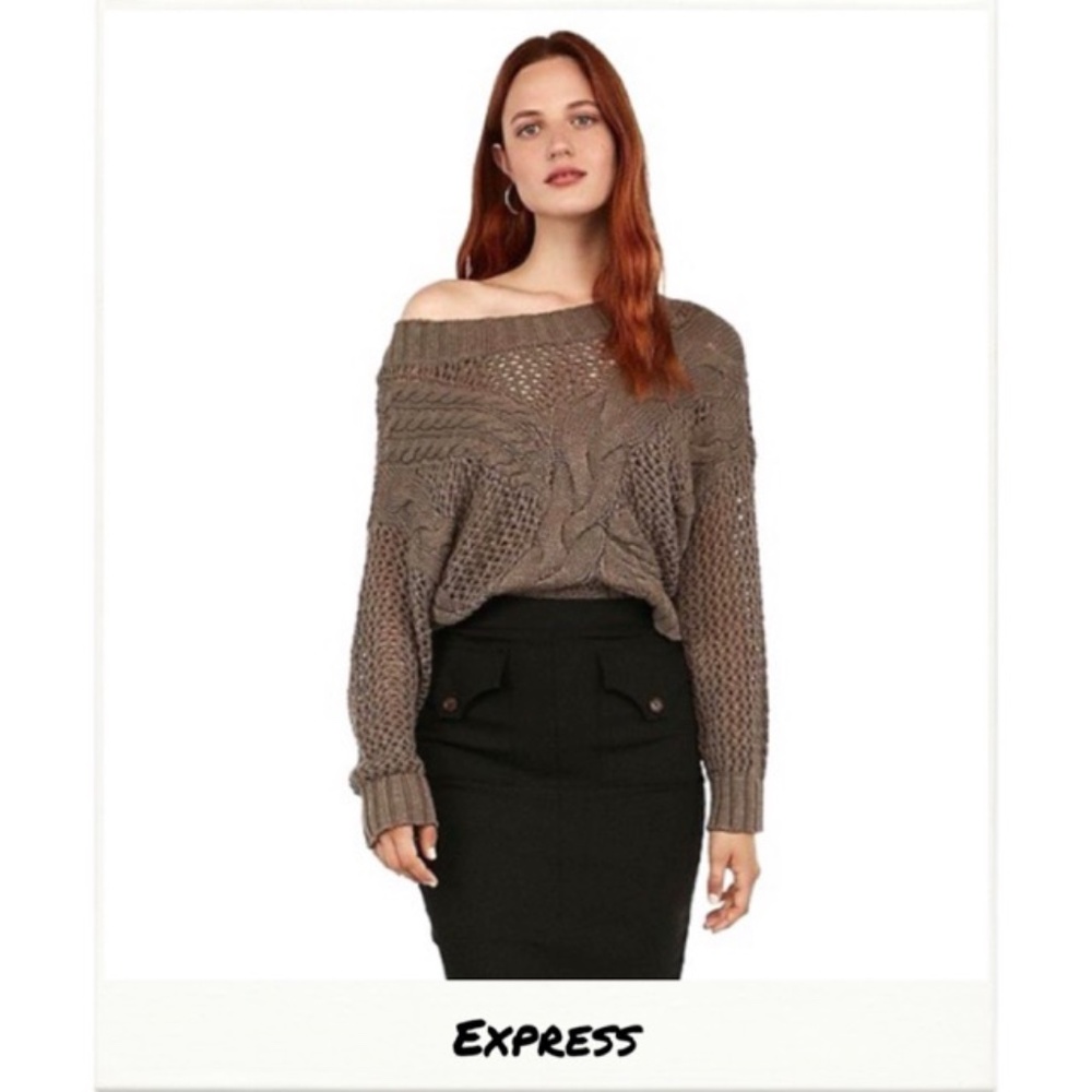 Express | Cable Knit Open Stitch Sweater